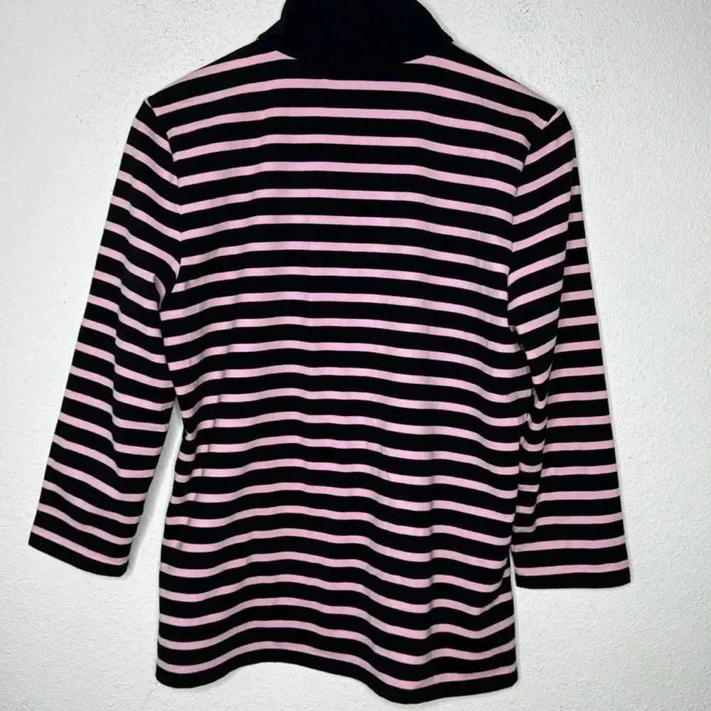 Lauren Ralph Lauren Large pink/black striped long sleeve top - Picture 4 of 4